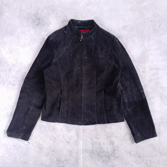 Vintage Bum Equipment Women’s Black Suede Zip-Front Leather Jacket - Picture 14 of 14